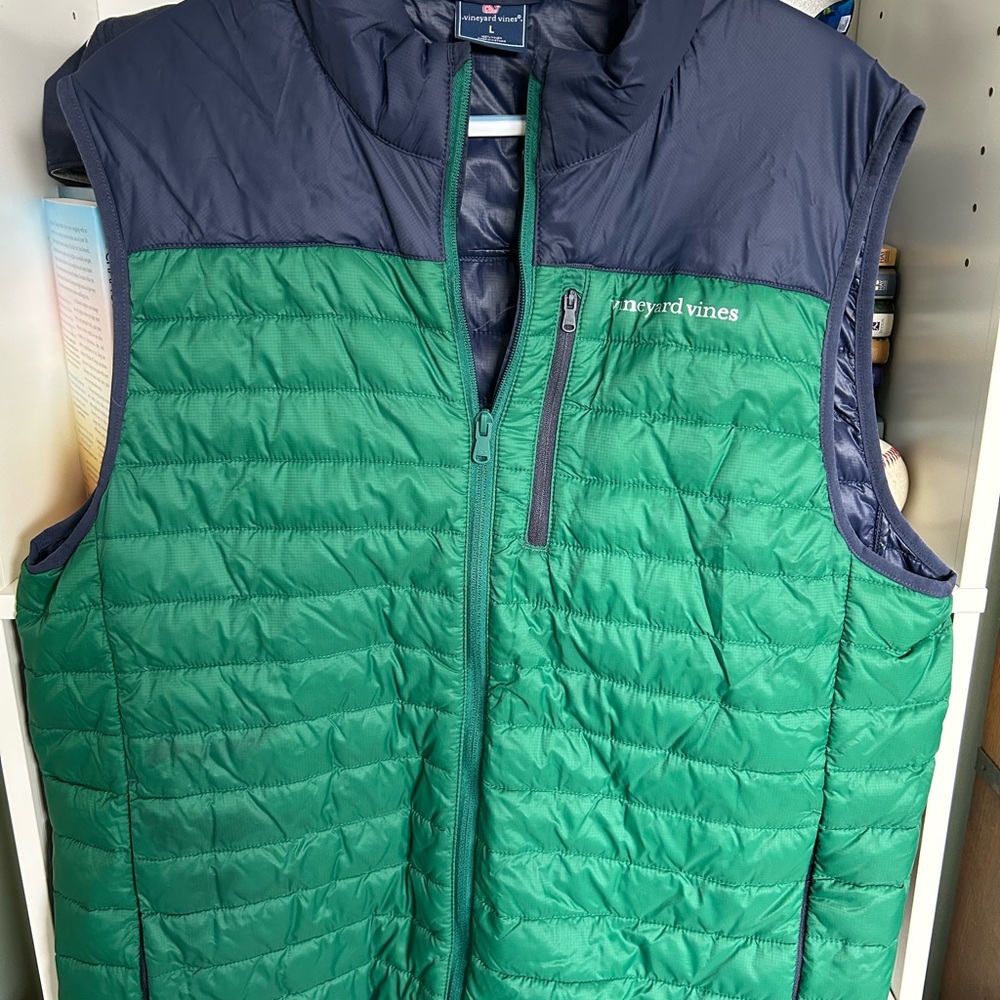 Vineyard Vines Green and Navy Quilted Vest